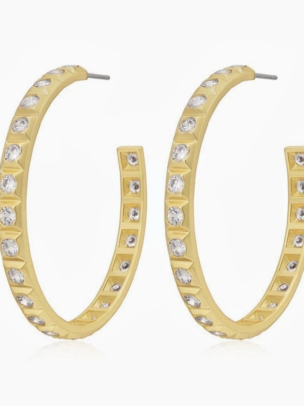 XL Pyramid Stud Hoop Earrings |LuvAj